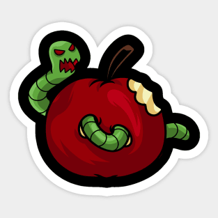 apple and caterpillar Sticker